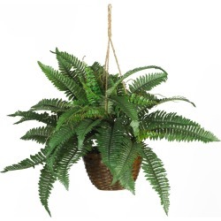 18" x 29" Artificial Boston Fern Silk Hanging Basket - Nearly Natural