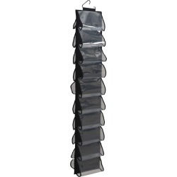 Household Essentials 20-Pocket Hanging Shoe Organizer Black Linen