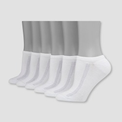 Hanes Premium 6 Pack Women's Heel Toe Cushion Arch Support No Show Socks - White 5-9