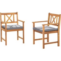 Manchester 2pk Acacia Wood Outdoor Chairs with Weather-Resistant Cushions - Alaterre Furniture