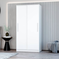 Denmark 2 Sliding Doors Clothing Armoire White - Polifurniture