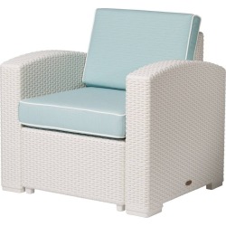 Magnolia Rattan Club Chair - White/Blue - Lagoon