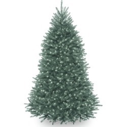 National Tree Company 6.5' Pre-Lit Dunhill Blue Fir Hinged Artificial Christmas Tree with Clear Lights