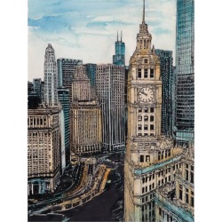 35" x 47" Us Cityscape Chicago by Melissa Wang - Trademark Fine Art