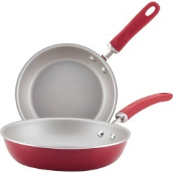 Rachael Ray Create Delicious 2pc Aluminum Nonstick Skillets Red