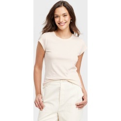 Women's Fitted Short Sleeve T-Shirt - Universal Thread™ Cream L