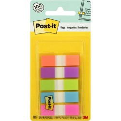 Post-it Flags, Assorted Bright Colors, .5 in. Wide, 100 Flags/On-the-Go Dispenser