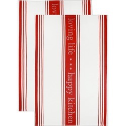 Jacquard Towel Loving Lifehappy Kitchen Pepper Red - Mu Kitchen Jacquard Towel Loving Lifehappy Kitchen Pepper Red - Mu Kitchen