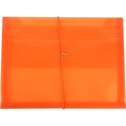 JAM Paper 9 3/4'' x 13'' Plastic Envelopes with 2 5/8" Expansion, Elastic Closure, Letter Booklet - Orange