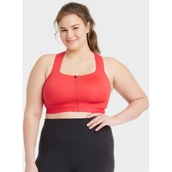 Women's Sculpt High Support Zip-Front Sports Bra - All In Motion™ Red 42DD