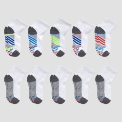 Hanes Boys' 10pk Premium Ankle Athletic Socks - White L