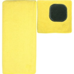 Ultra Absorbent Solid Microfiber Kitchen Towel With Scrubber Cloth Chiffon Yellow - Mu Kitchen