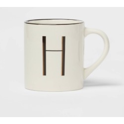 16oz Stoneware Monogram H Mug Ivory - Threshold™