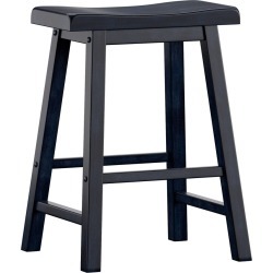 Set of 2 24" Chimney Hill Saddle Counter Height Barstool Dark Blue - Inspire Q