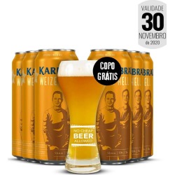 Kit 6 Karlsbrau Weizen Hell Lata 500ml + Copo Weiss Coleção Warning Grátis Kit 6 Karlsbräu Weizen Hell Lata 500ml + Copo Weiss Coleção Warning Grátis