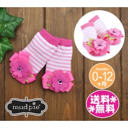 Mud Pie Mud Pie Socks Border Flower And Pink 012m