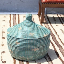 Height 33* 32cm in width blue-green / beige cross with the basket basket Senegal basket / item on display notice / cover