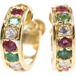 buy  Star jewelry multi-stone emerald X ruby X diamond earrings K18YG750-2.5g yellow gold STAR JEWELRY \u25a0 310347 cheap online