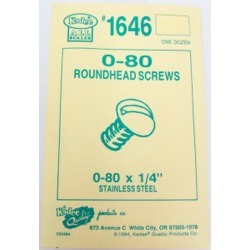 Kadee 1646 Stainless Steel Screws 0-80 x 1/4 (12)