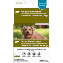 Wormers Medication, Bayer Quad Dewormer Chewable Tablets for Dogs Medium Dogs 2 ct
