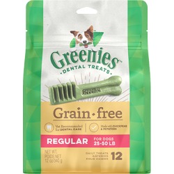 Greenies Grain Free Dental Treats for Dogs 12 oz Regular 12 Treats