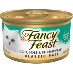 Fancy Feast Classic Cat Food Cod, Sole & Shrimp Feast 24 x 3 oz