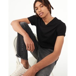 Aeropostale Solid V-Neck Tee - Black, Small
