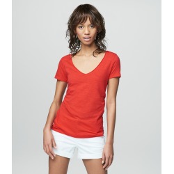 Aeropostale Solid Hampton V-Neck Tee - Aurora Red, Medium