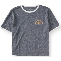 Aeropostale New York City Crop Ringer Tee - Charcoal Heather Grey, XXLarge