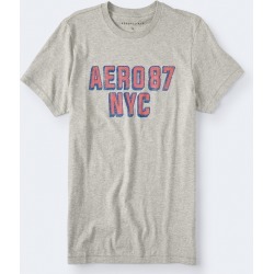 Aeropostale Aero 87 Nyc Graphic Tee - Light Heather Grey, Small