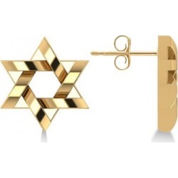 Contemporary Jewish Star of David Earrings in 14k Yellow Gold