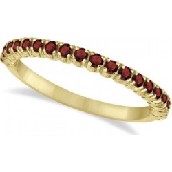 Half-Eternity Pave-Set Thin Garnet Stack Ring 14k Yellow Gold (0.65ct)