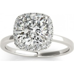 Cushion Diamond Halo Engagement Ring 18k White Gold (0.15ct) found on Bargain Bro from Allurez for USD $1,083.76