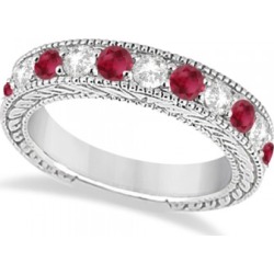 Antique Diamond & Ruby Engagement Wedding Ring Band Palladium (1.40ct)