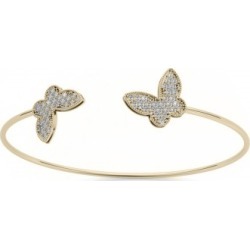 Diamond Butterfly Pave Bangle Bracelet 14k Yellow Gold (0.60ct)