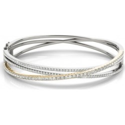 Diamond Multi-Row Bangle Bracelet 14k Two Tone Gold (2.27ct)