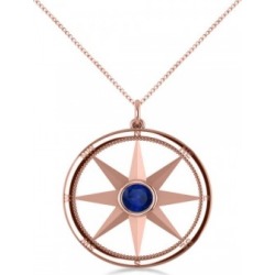 Blue Sapphire Compass Pendant Fashion Necklace 14k Rose Gold (0.66ct) found on Bargain Bro Philippines from Allurez for $2495.00