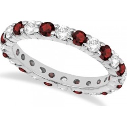 Eternity Diamond & Garnet Ring Band 14k White Gold (2.35ct)