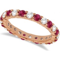 Eternity Diamond & Garnet Ring Band 14k Rose Gold (2.35ct)