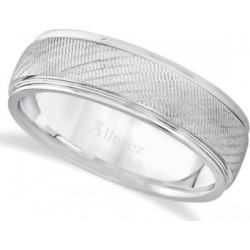Diamond Cut Wedding Band For Men in 18k White Gold (7mm)