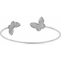 Diamond Butterfly Pave Bangle Bracelet 14k White Gold (0.60ct)