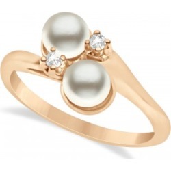 Bypass Freshwater Pearl & Diamond Ring 14k Rose Gold (6.0mm)