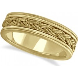 Men's Hand Braided Woven Wedding Ring 14k Yellow Gold (6mm)