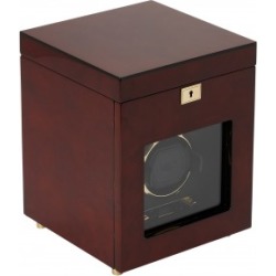 WOLF Savoy Men's Single Watch Winder w/ Storage Box Glass Cover Key Lock 2 Colors