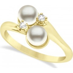 Bypass Freshwater Pearl & Diamond Ring 14k Yellow Gold (6.0mm)