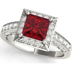 Princess Ruby & Diamond Engagement Ring Platinum (2.20ct)