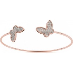 Diamond Butterfly Pave Bangle Bracelet 14k Rose Gold (0.60ct)