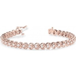 Diamond Tennis Heart Link Bracelet 14k Rose Gold (1.23ct)