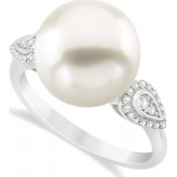 South Sea Pearl & Diamond Ring 14k White Gold (12.00mm)