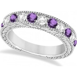 Antique Diamond & Amethyst Engagement Wedding Ring Band Platinum (1.40ct)
